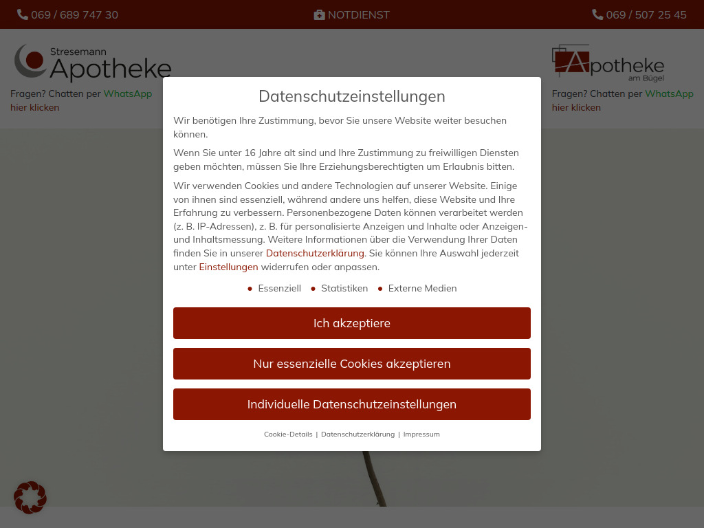 Website von Stresemann Apotheke in Frankfurt am Main