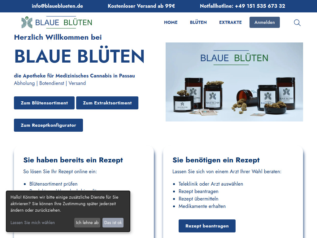 Website von Blaue Apotheke e.K. in Passau
