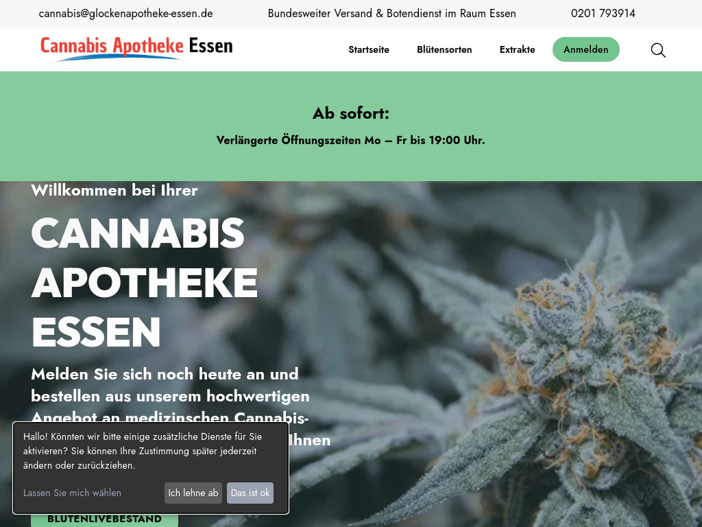 Website von Cannabis Apotheke Essen in Essen
