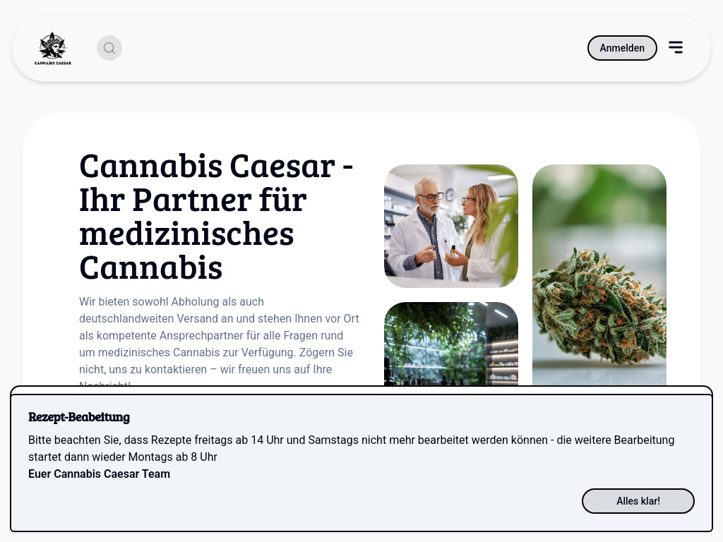 Website von Cannabis Caesar in Köln-Porz