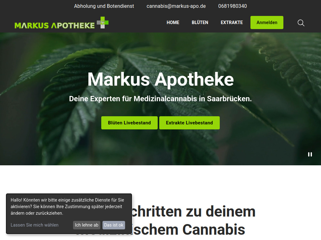 Website von Markus Apotheke in Saarbrücken-Scheidt