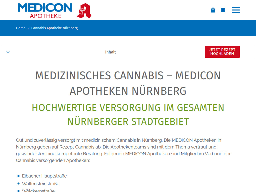 Website von MEDICON Apotheken Nürnberg in Nürnberg