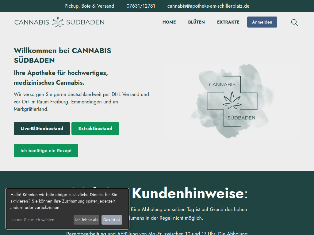 Website von Cannabis Südbaden