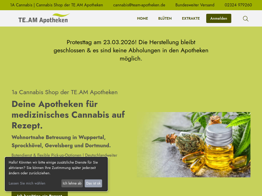 Website von Pharmassec GmbH / TE.AM Apotheken in Sprockhövel