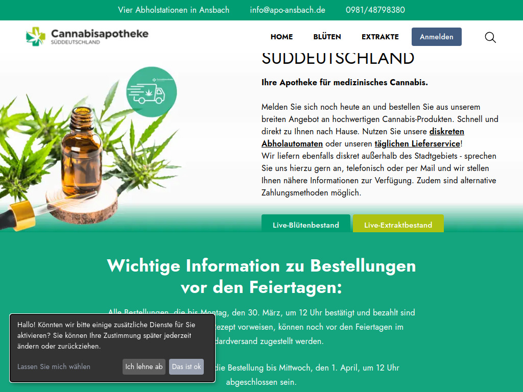 Website von Medicon Apotheke, Inhaberin Jasmine Tzouvaras e.K. in Ansbach