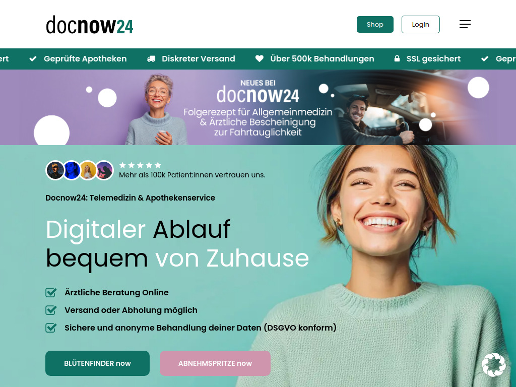 Website von docnow24 GmbH in Rüsselsheim