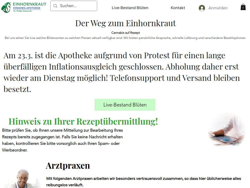 Website von Einhorn-Apotheke in Bad Windsheim