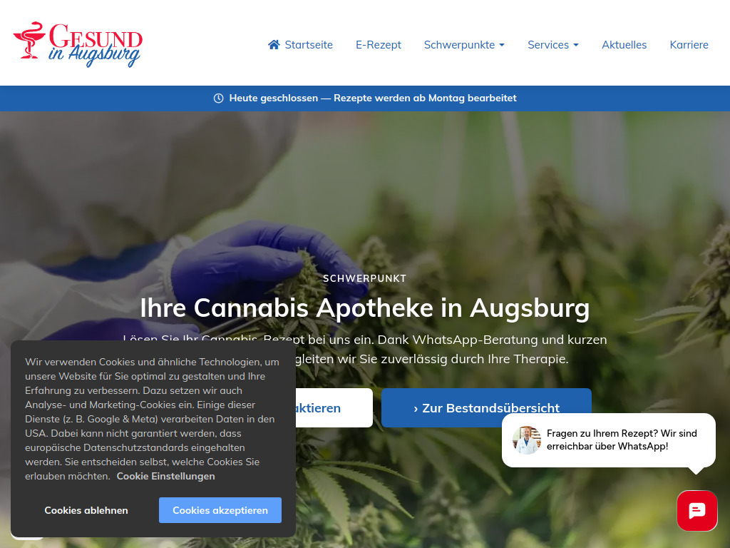 Website von Die Ludwigs Apotheke in Augsburg
