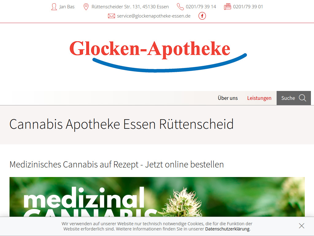 Website von Glocken Apotheke Jan Bas e.K. in Essen