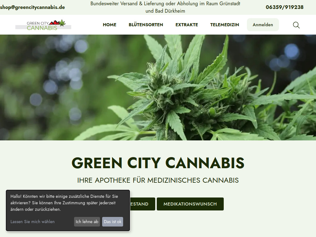 Website von Green City Cannabis in Grünstadt