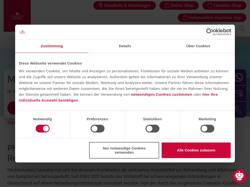 Website von Hohenzollern Apotheke Eberwein & Plassmann OHG in Münster