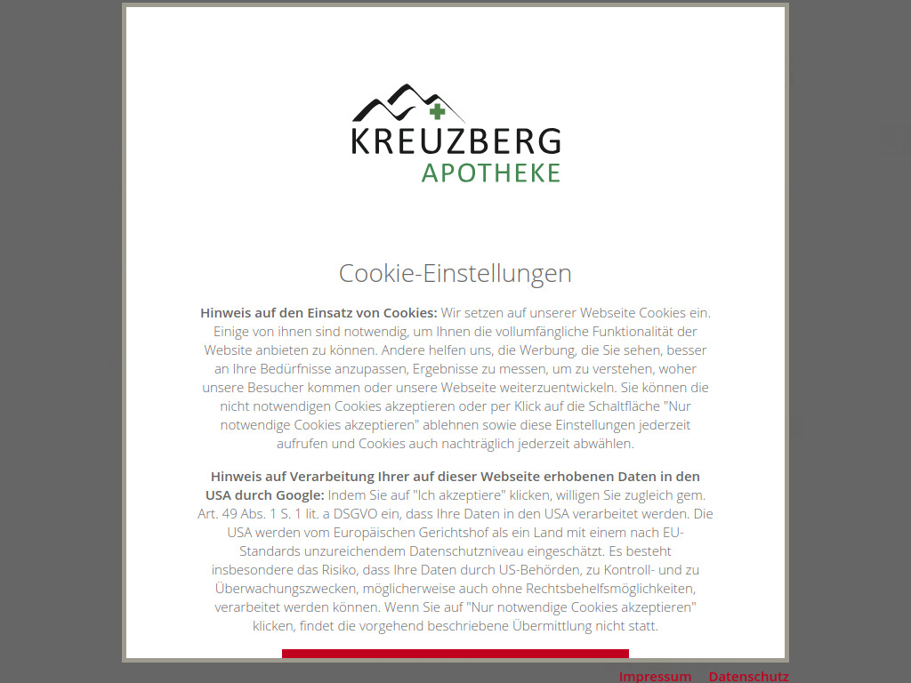 Website von Kreuzberg-Apotheke in Göttingen