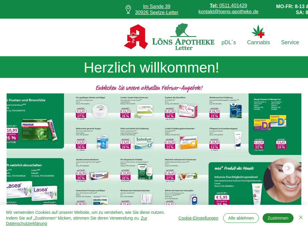 Website von Löns-Apotheke in Seelze-Letter