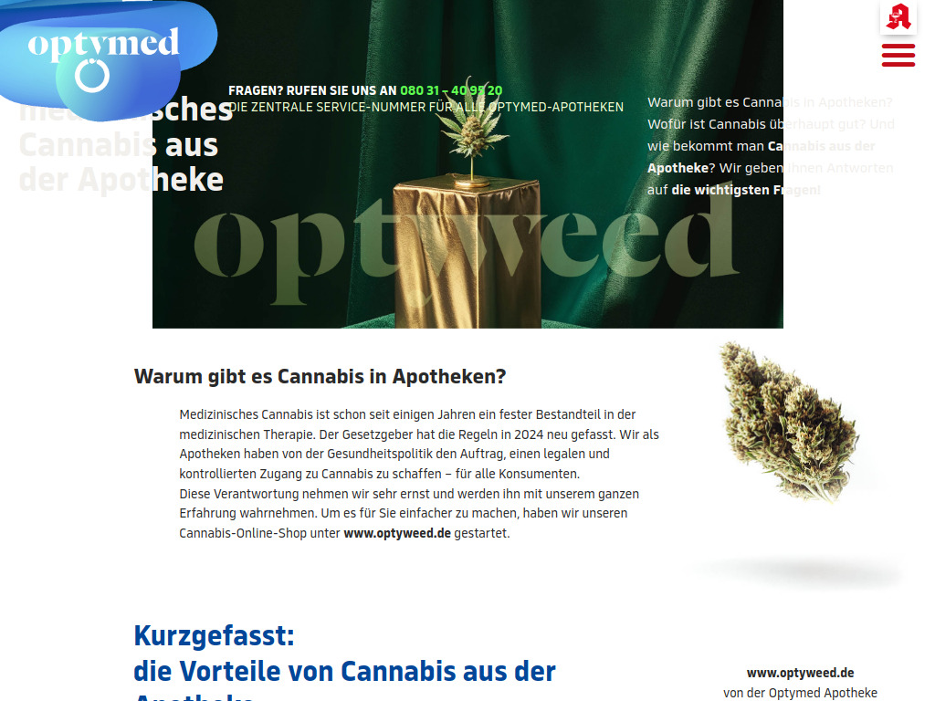 Website von Optymed Apotheke in Kolbermoor