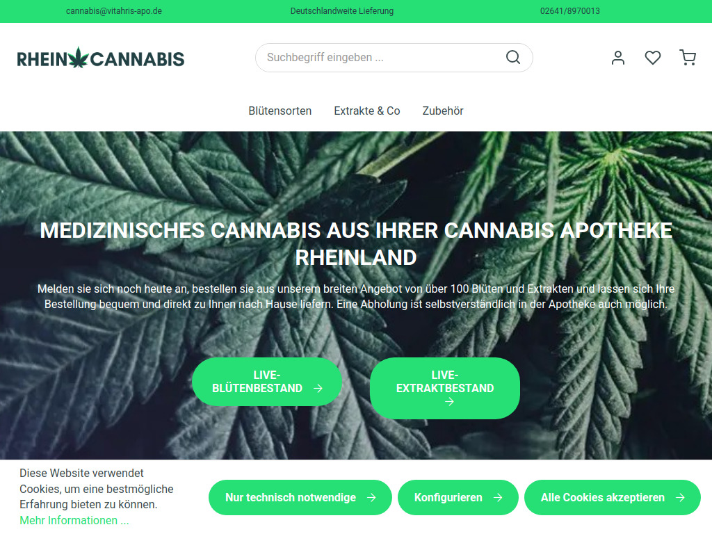 Website von RheinCannabis in Bad Neuenahr