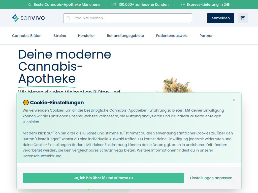 Website von Sanvivo-Apotheke Babak Alemi Hariri e.K. in München