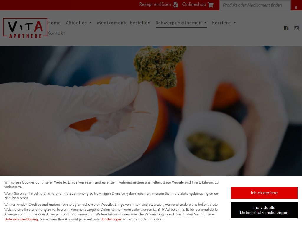 Website von Vita Apotheke in Hamburg