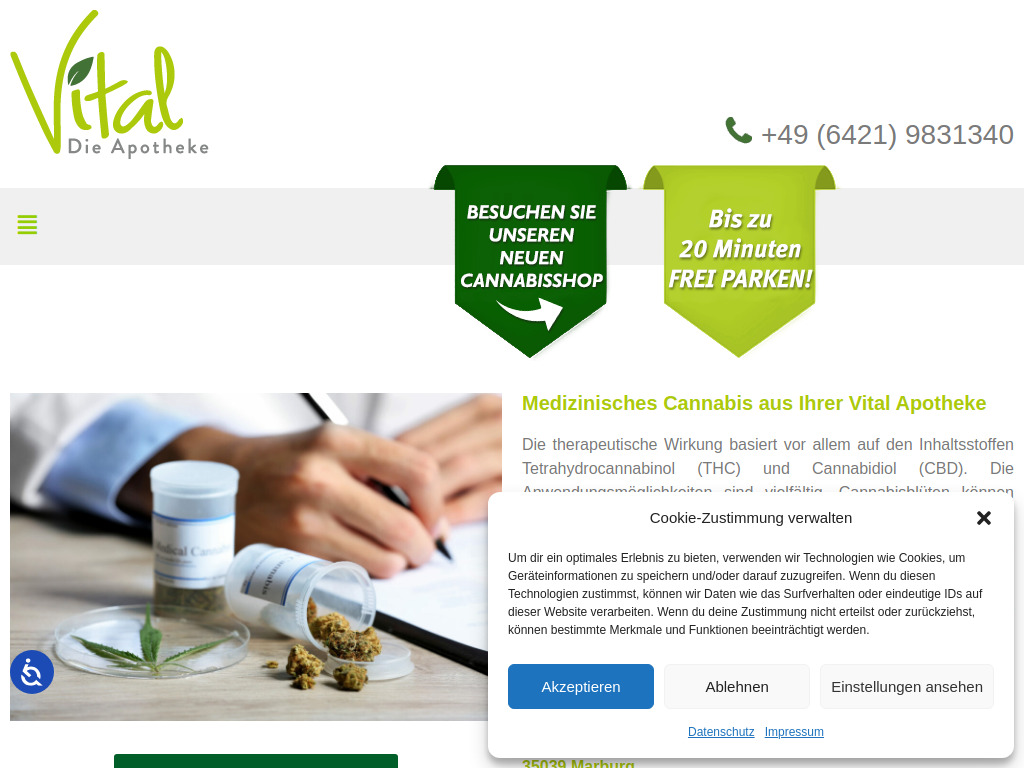 Website von Vital-Apotheke Marburg in Marburg