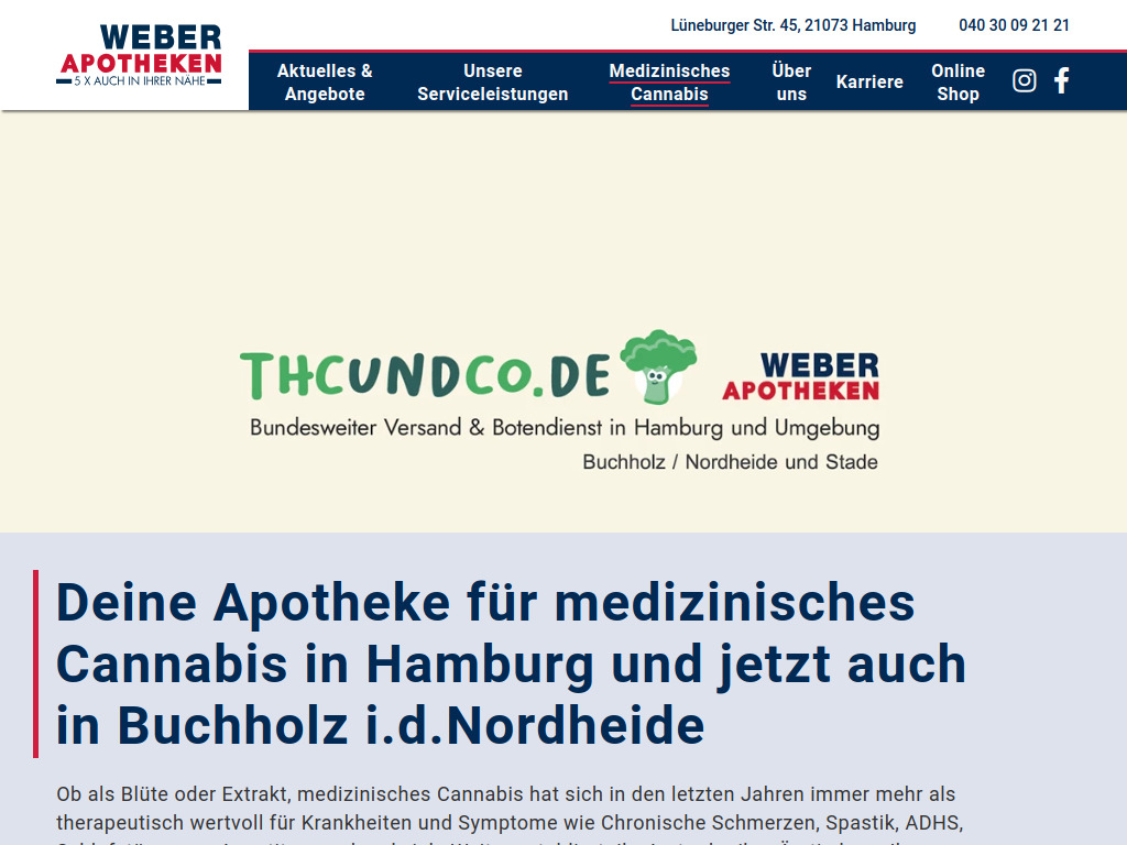 Website von Weber Apotheken in Hamburg
