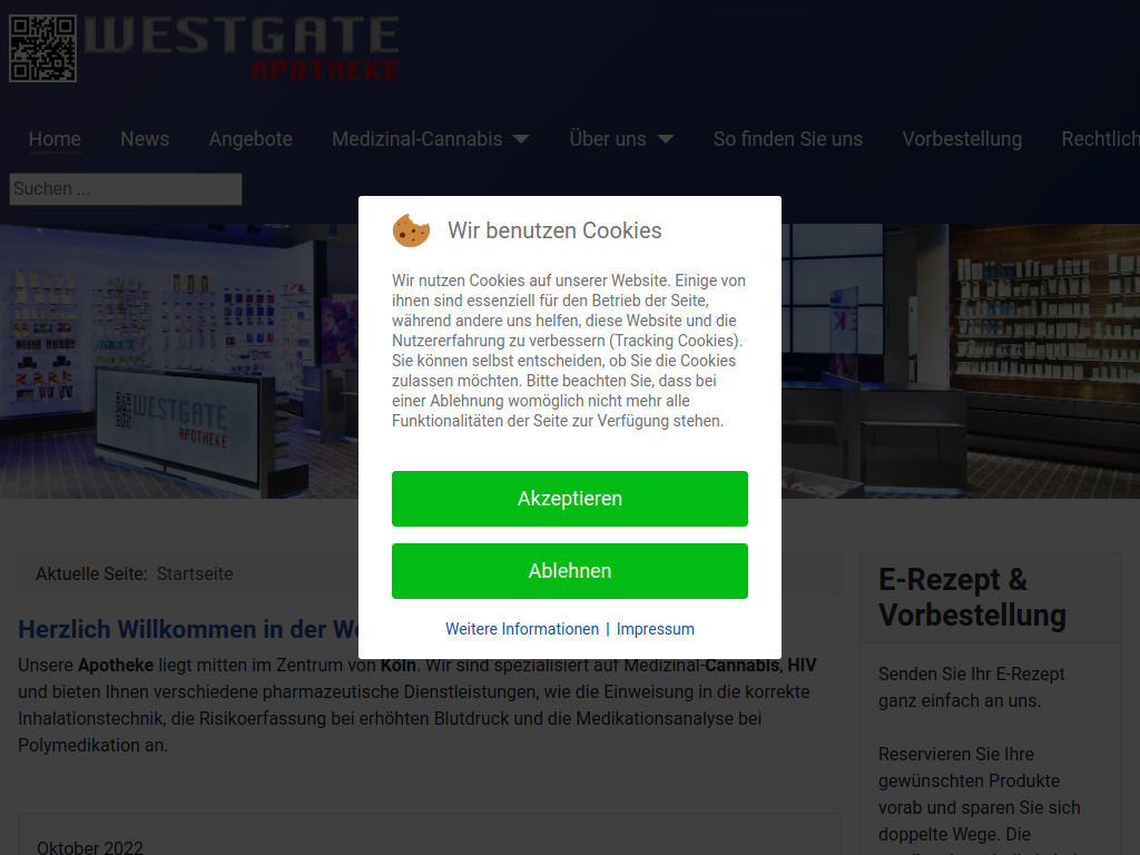 Website von Westgate-Apotheke | Inh. Erik Tenberken e.K. in Köln